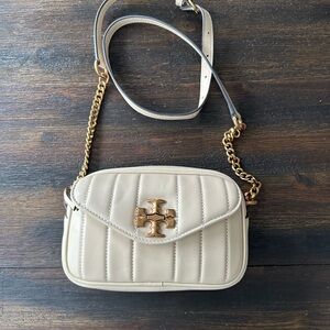 Tory Burch Cream Crossbody Bag with Gold Accents